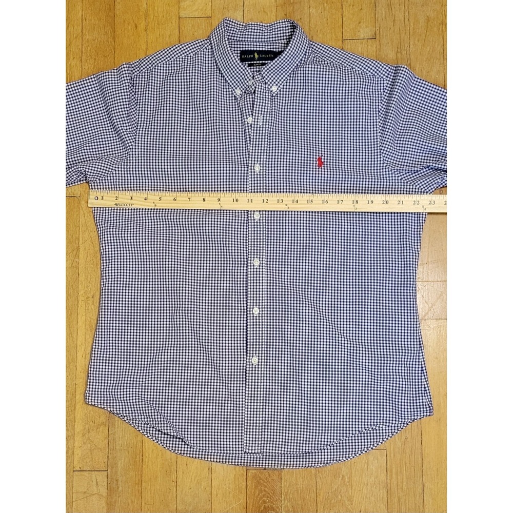 Polo Ralph Lauren Mens XL Slim Fit Purple Gingham Cotton Sport Shirt Red Pony - Picture 5 of 8